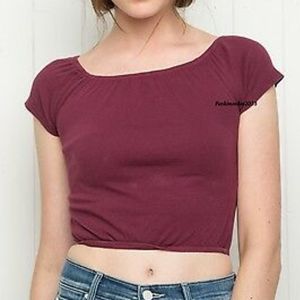 Brandy Melville maroon off the shoulder crop top